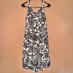 Merona Women's Black White Floral Sleeveless Midi Dress - S